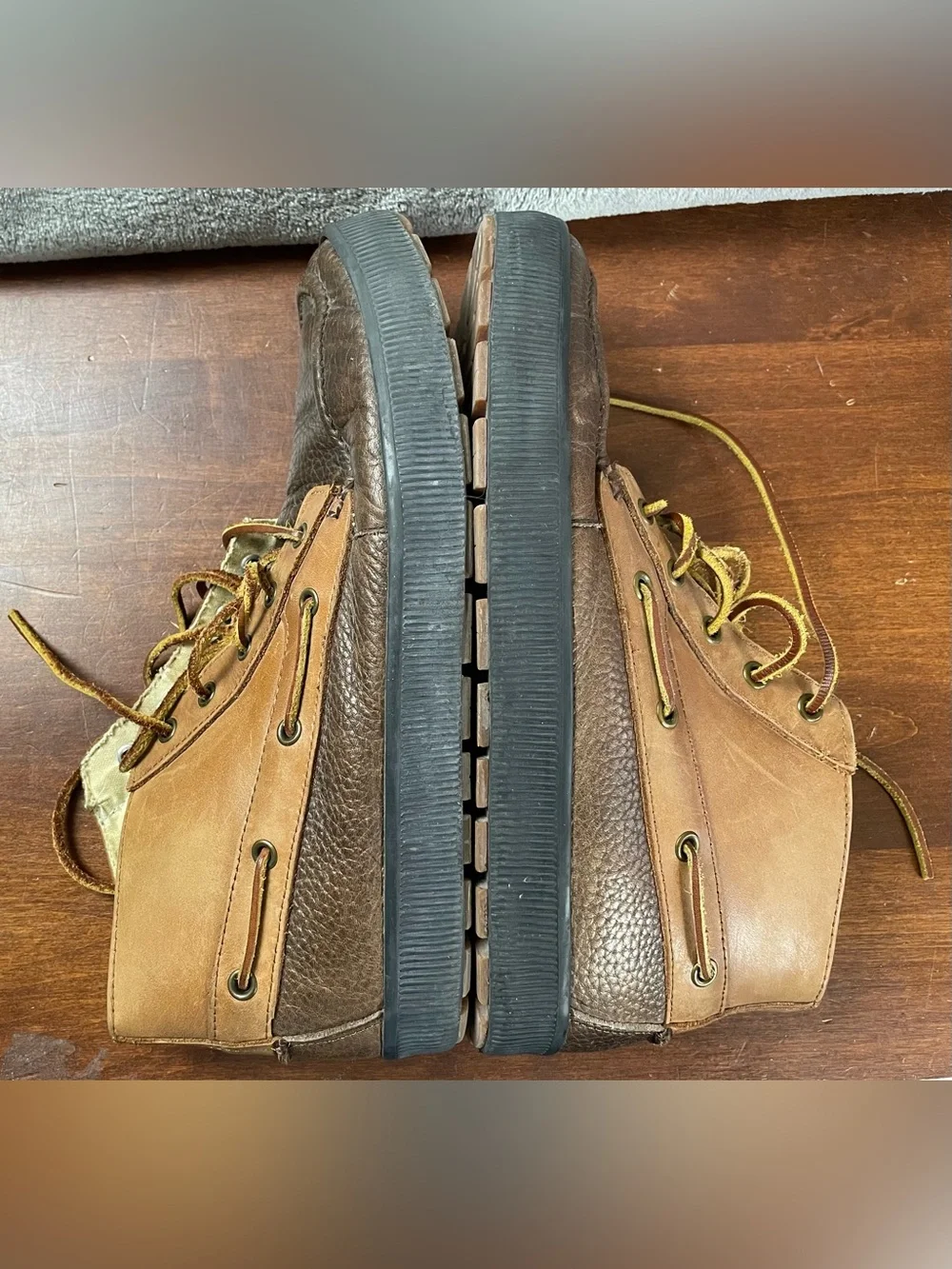 VTG Polo Ralph Lauren Brown Leather Chukka Boots Lace Up Comfort Men's US 10 D